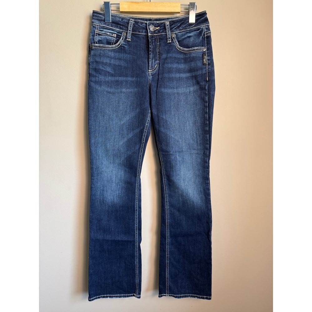 Silver Jeans Avery Slim Boot Womens 28 Dark Wash Denim Western Boho Rodeo School
